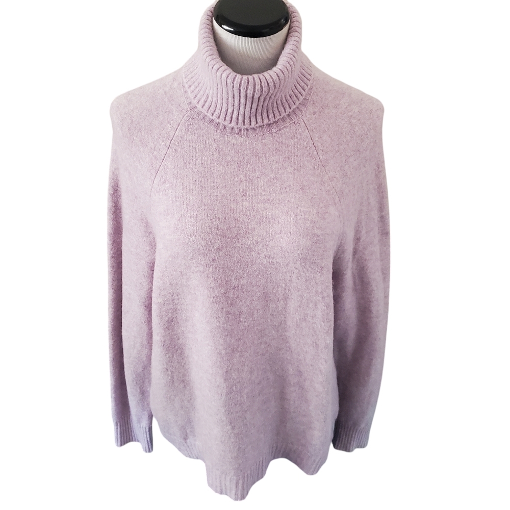 J.CREW Lavender Alpaca/ Wool Blend‎ High-Low Turtle Neck Sweater Women’s Large - Picture 2 of 14